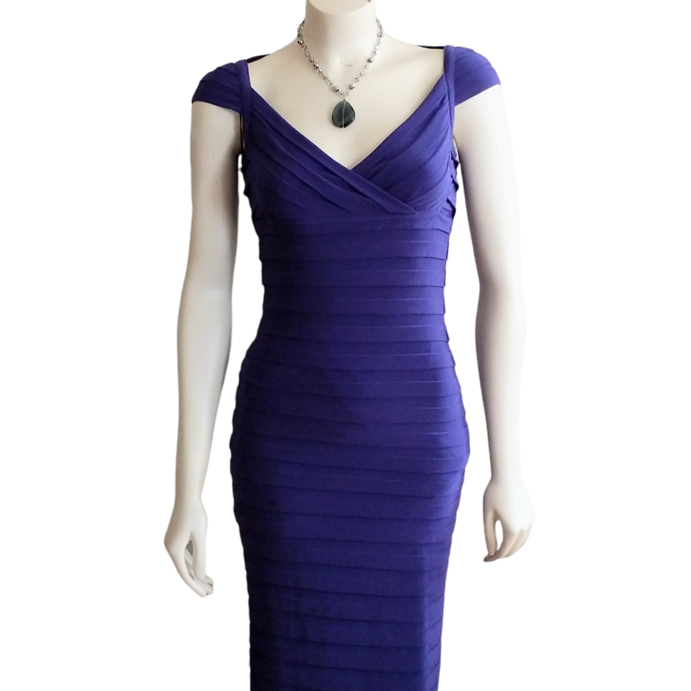 NW Collections Pleated Cocktail Dress Purple Size XS
